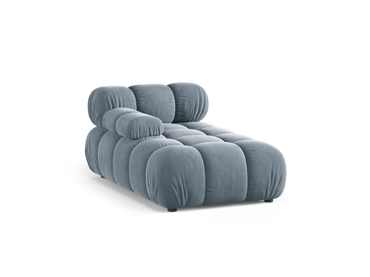 Sezlong living stanga 1 loc, Bellis-51, Micadoni Home, 155x94x70 cm, catifea, albastru deschis - imagine 6
